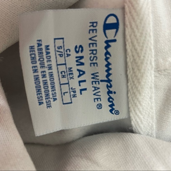 Champion Reverse Weave Hoodie: White Small S Sweatshirt Long Sleeve Pocket Mint - Picture 11 of 13